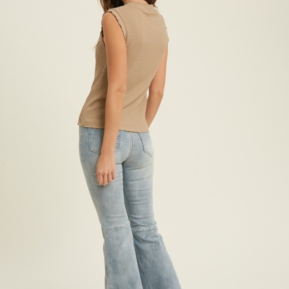 Tan Fitted Ruffle Tank - Picture 3 of 3
